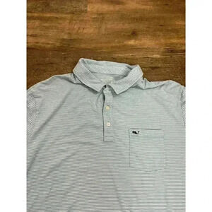 Vineyard Vines Edgartown Performance Polo Men's XXL Striped Blue Stretch